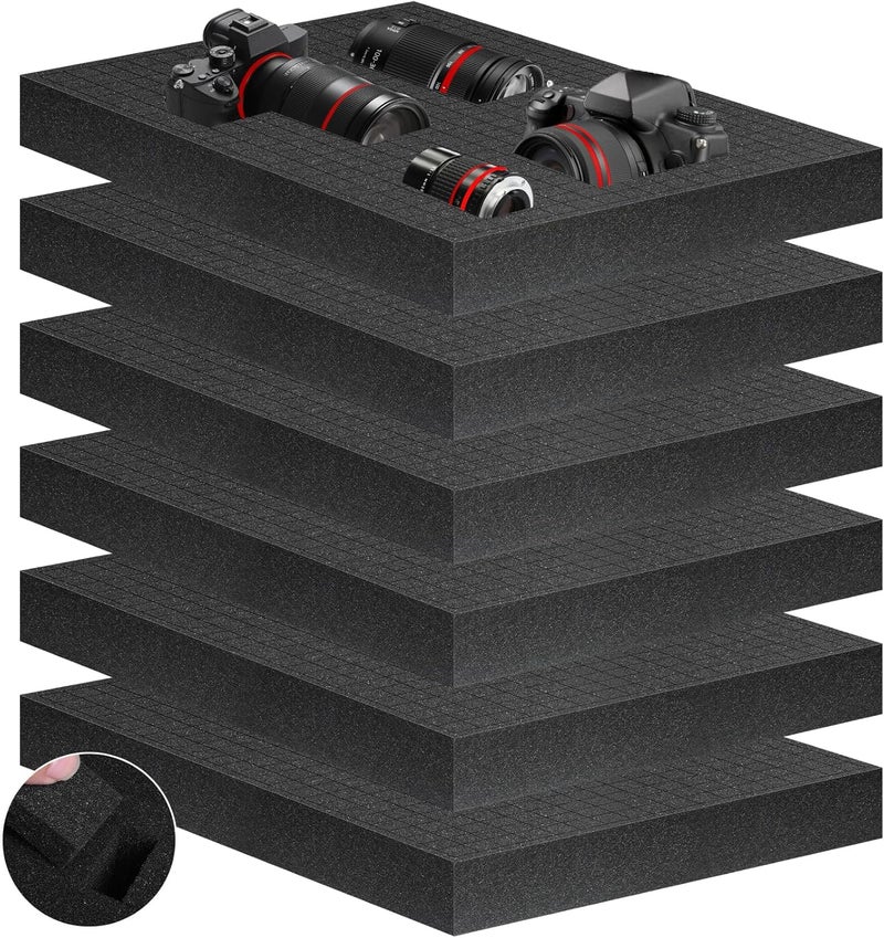 Eunice 6Pcs Polyurethane Foam Inserts -16 x 12 x 2 Inch Pick and Pluck Foam Padding Sheets for Tool Box, Camera Storage and Crafts - Image 1
